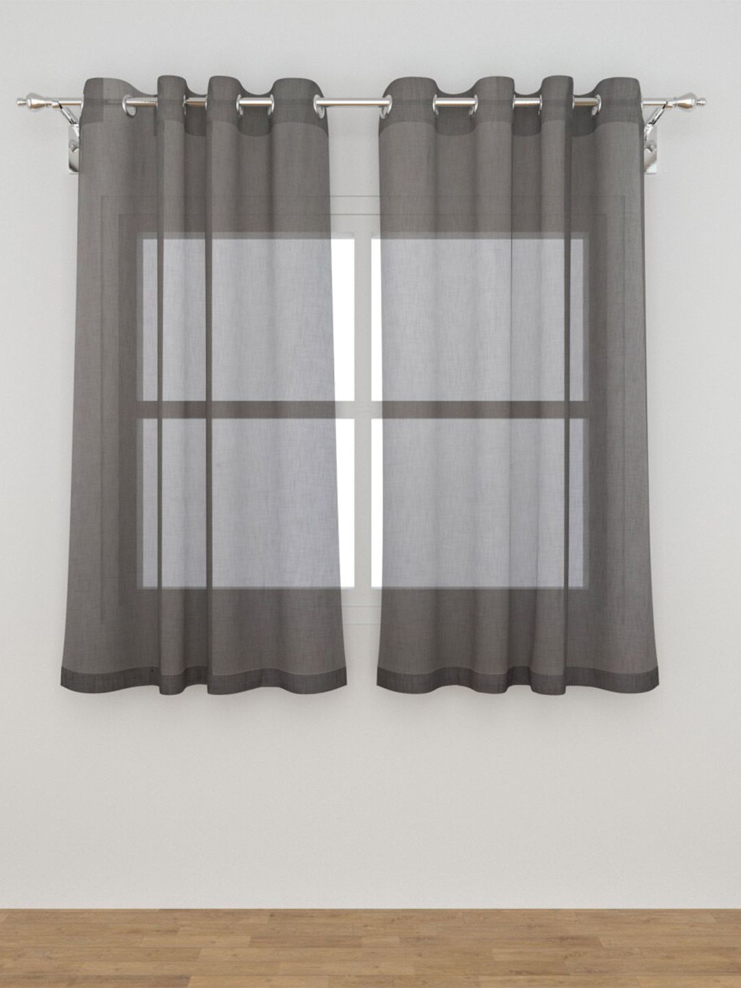 Home Centre Grey Set of 2 Sheer Window Curtain Price in India