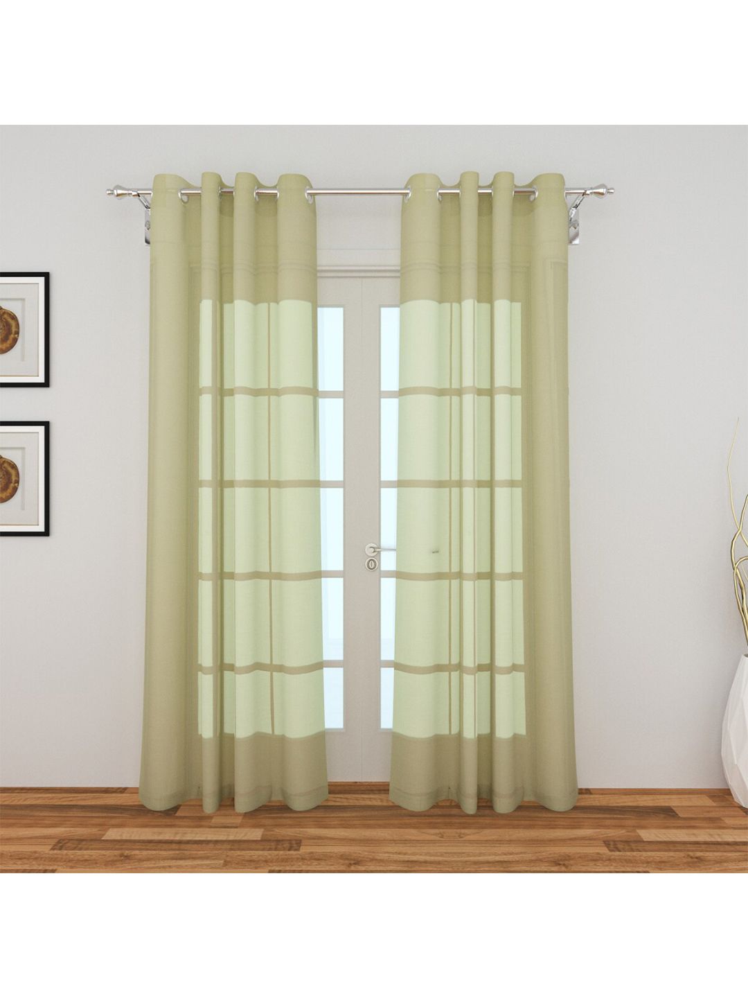 Home Centre Green Set of 2 Sheer Door Curtain Price in India