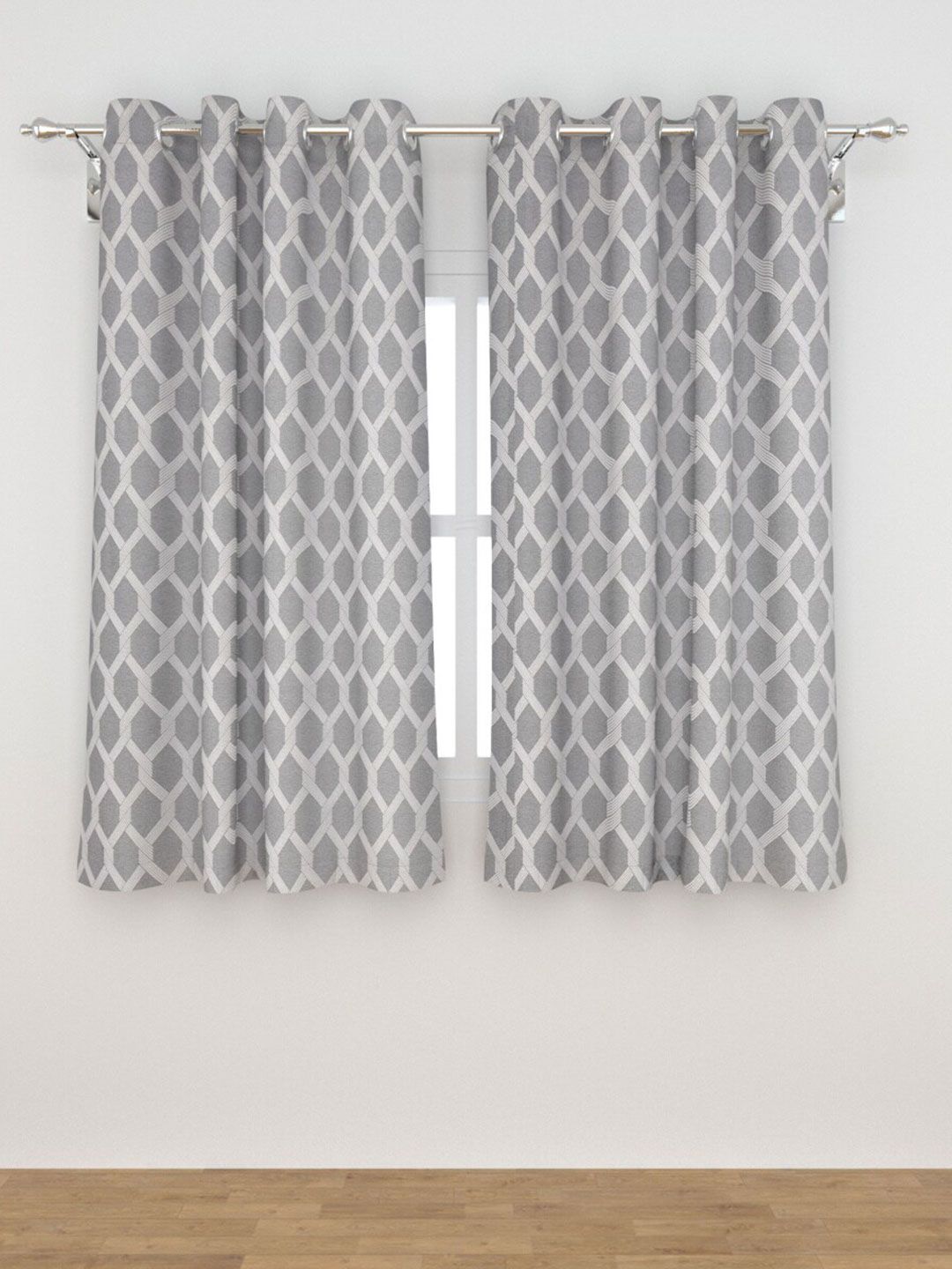 Home Centre Grey Set of 2 Black Out Window Curtain Price in India
