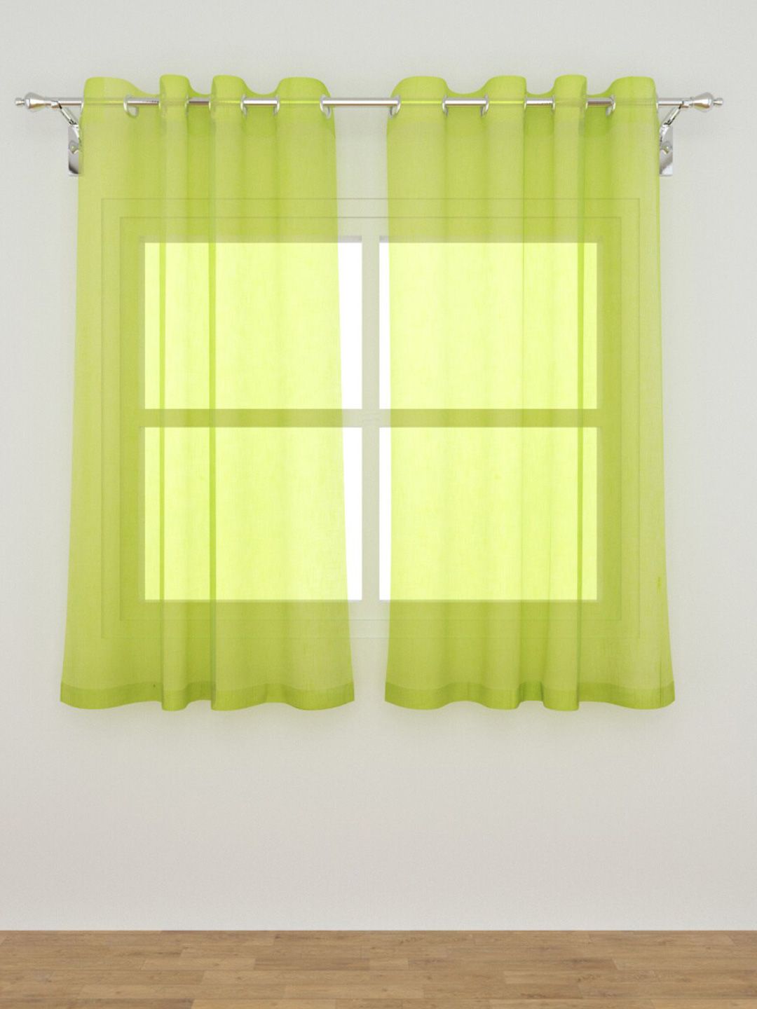 Home Centre Green Set of 2 Sheer Window Curtain Price in India