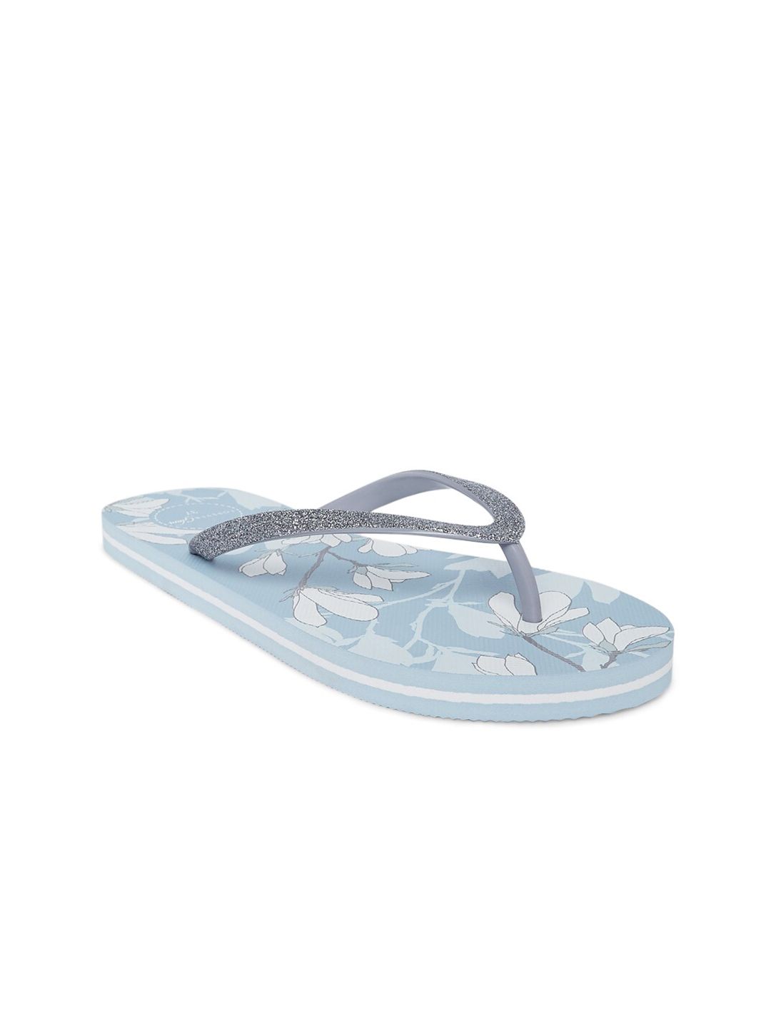 Forever Glam by Pantaloons Women Blue & White Printed Thong Flip-Flops Price in India