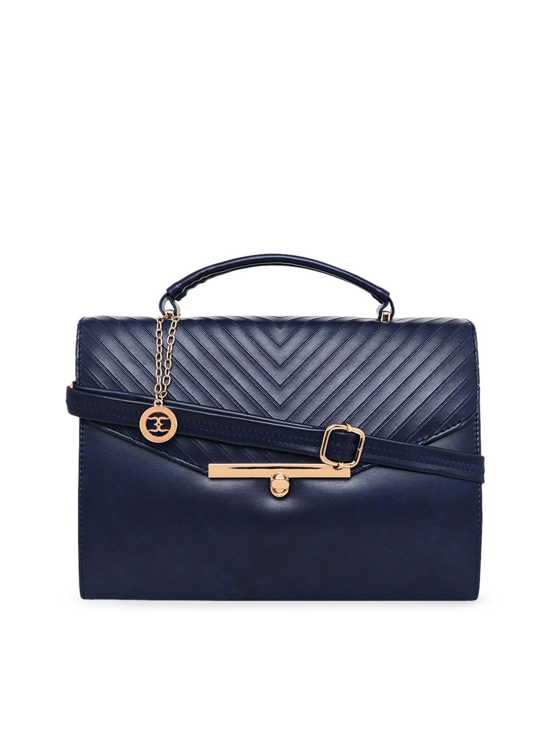 ESBEDA Blue Textured PU Structured Satchel Price in India