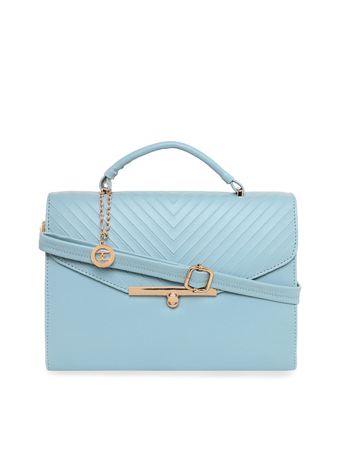 ESBEDA Blue Textured PU Structured Satchel Price in India