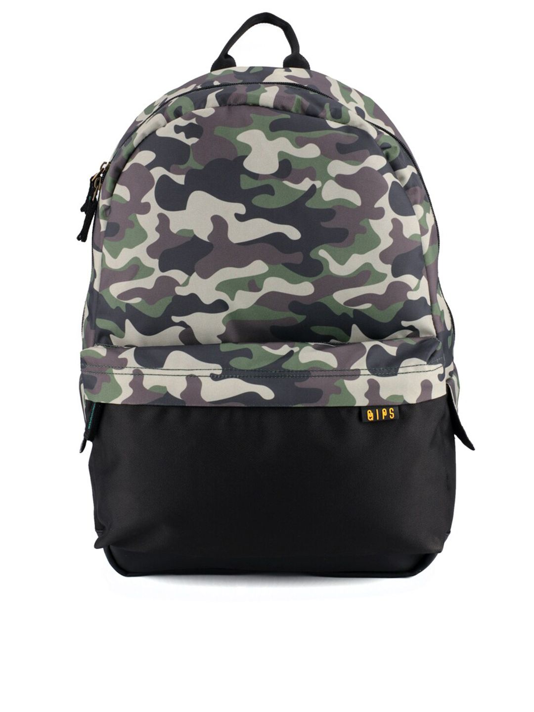 QIPS Unisex Green & Black Camouflage Printed Backpack Price in India