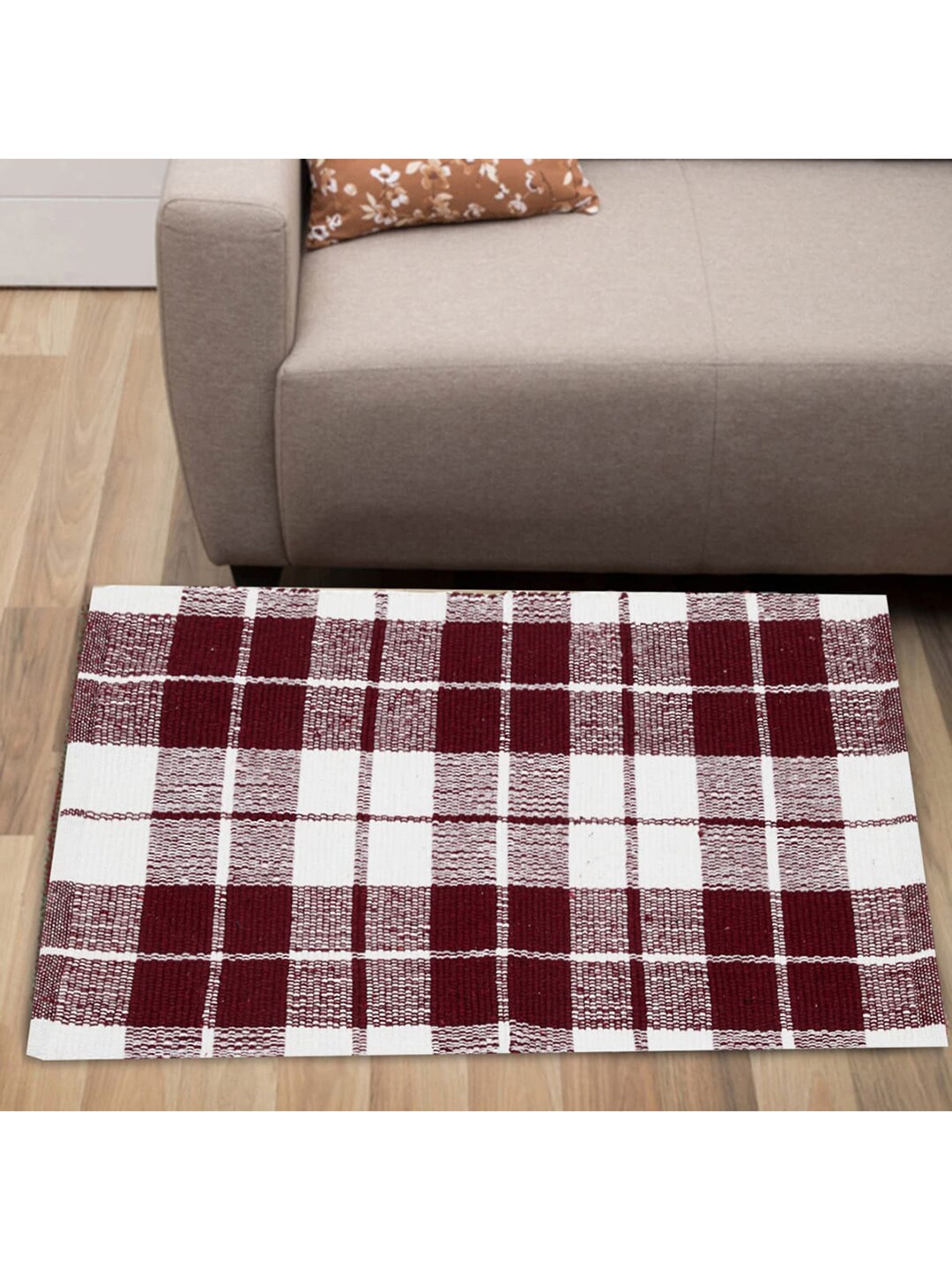 Home Centre Set of 2 Checked Woven Dhurries Price in India