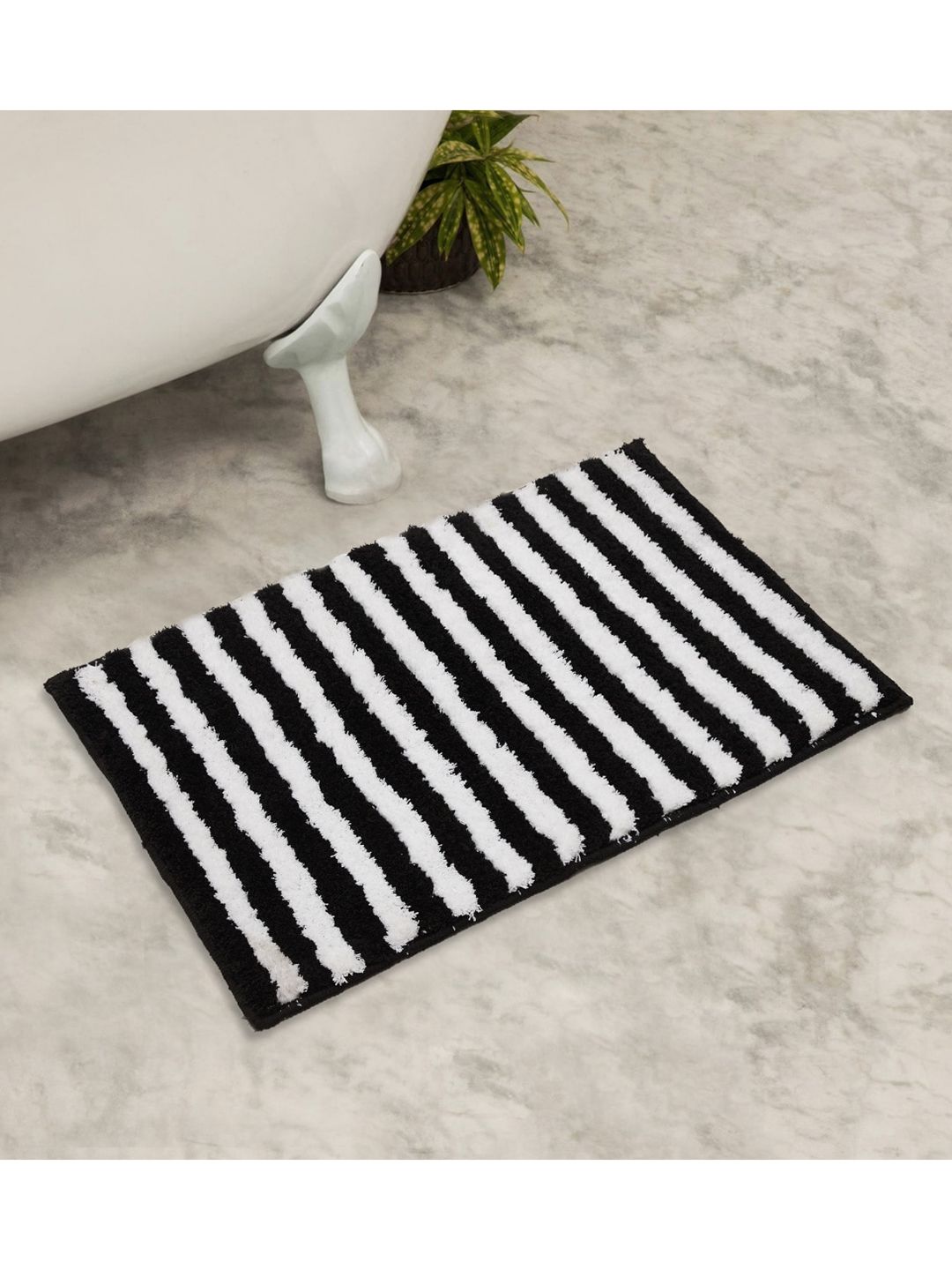 Home Centre Black & White Striped Anti-Slip Bath Mats Price in India