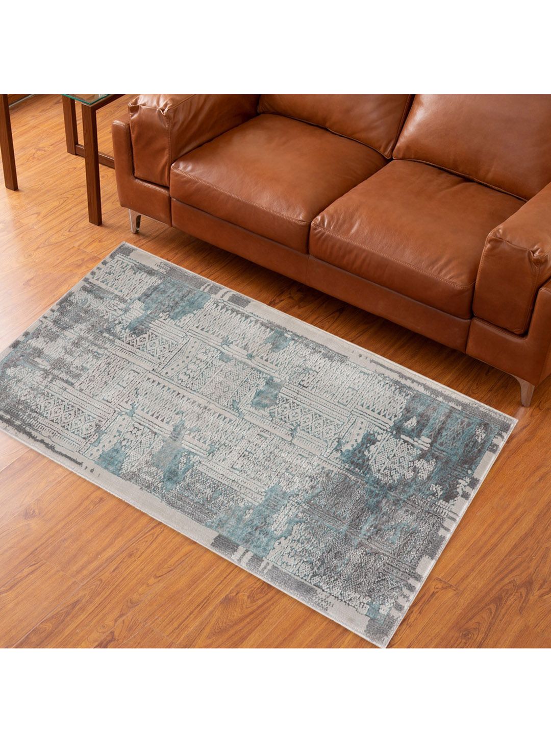 Home Centre Grey & Green Textured Floor Runners Price in India