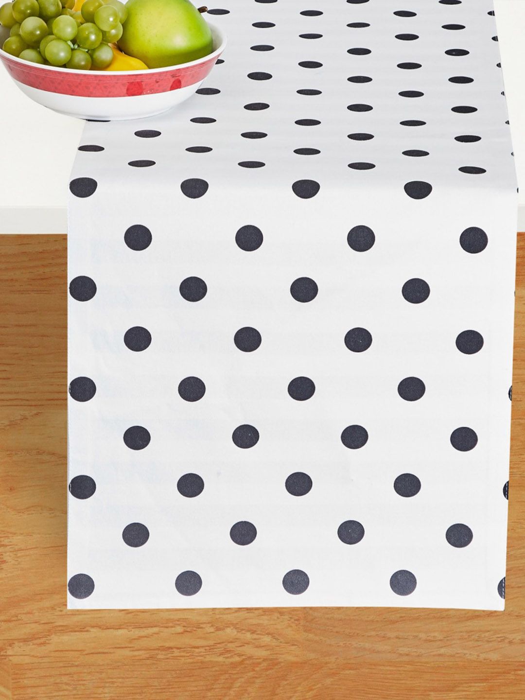Home Centre White & Navy Blue Polka Dot Printed Reversible Table Runners Price in India