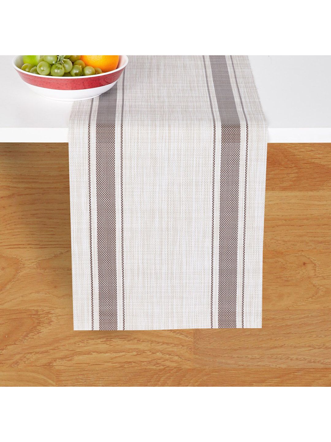 Home Centre Beige & Brown Striped Table Runner Price in India