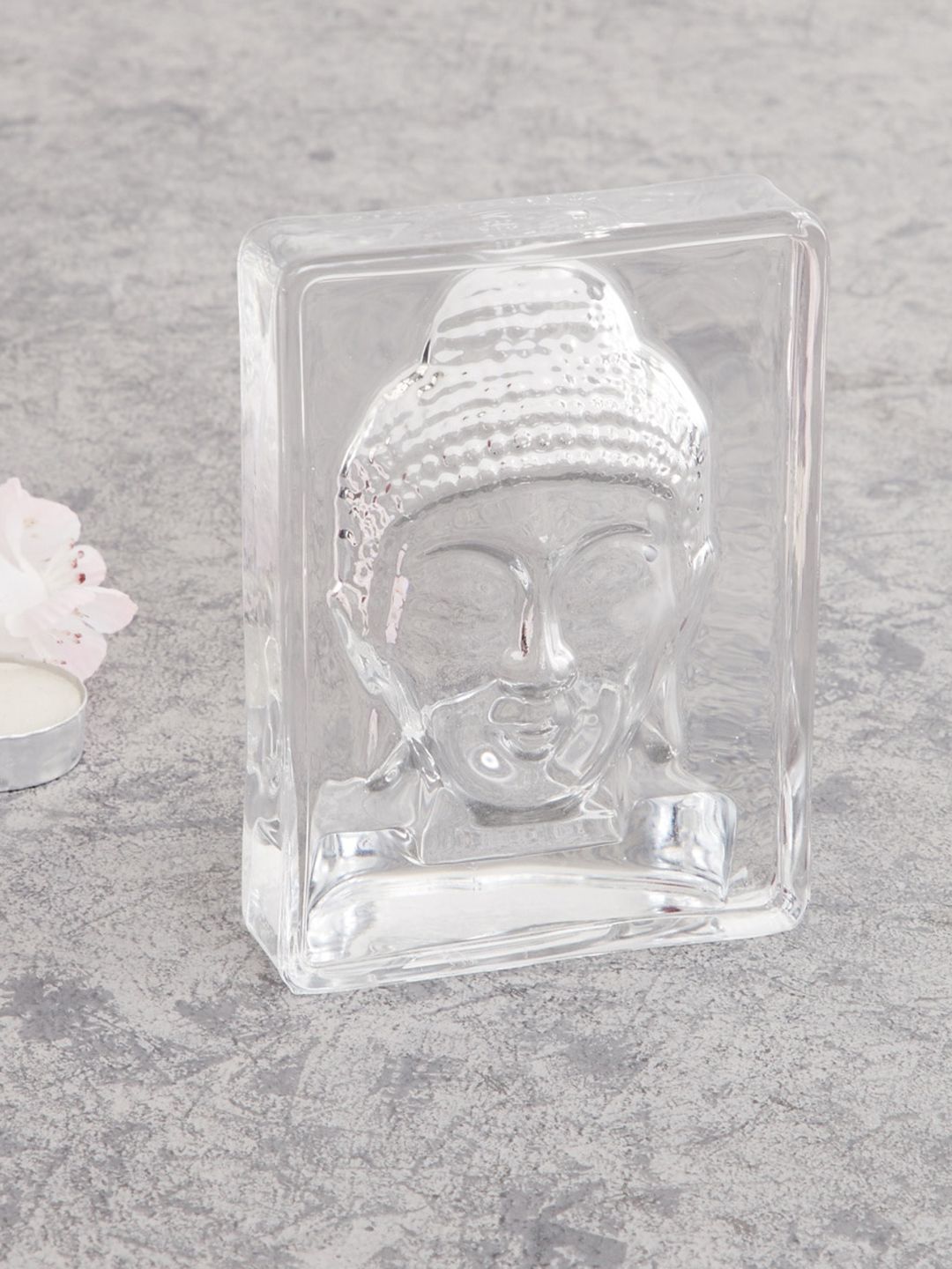 Home Centre Transparent Solid Glass Buddha Figurine Showpiece Price in India