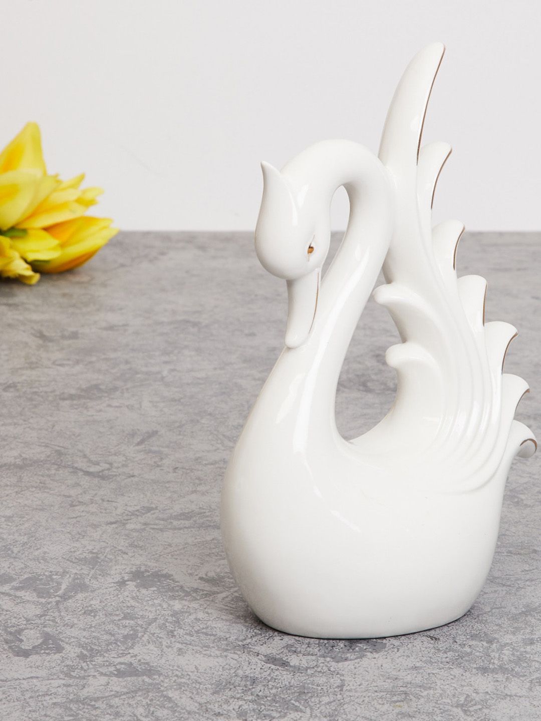 Home Centre White Solid Ceramic Swan Figurine Showpiece Price in India