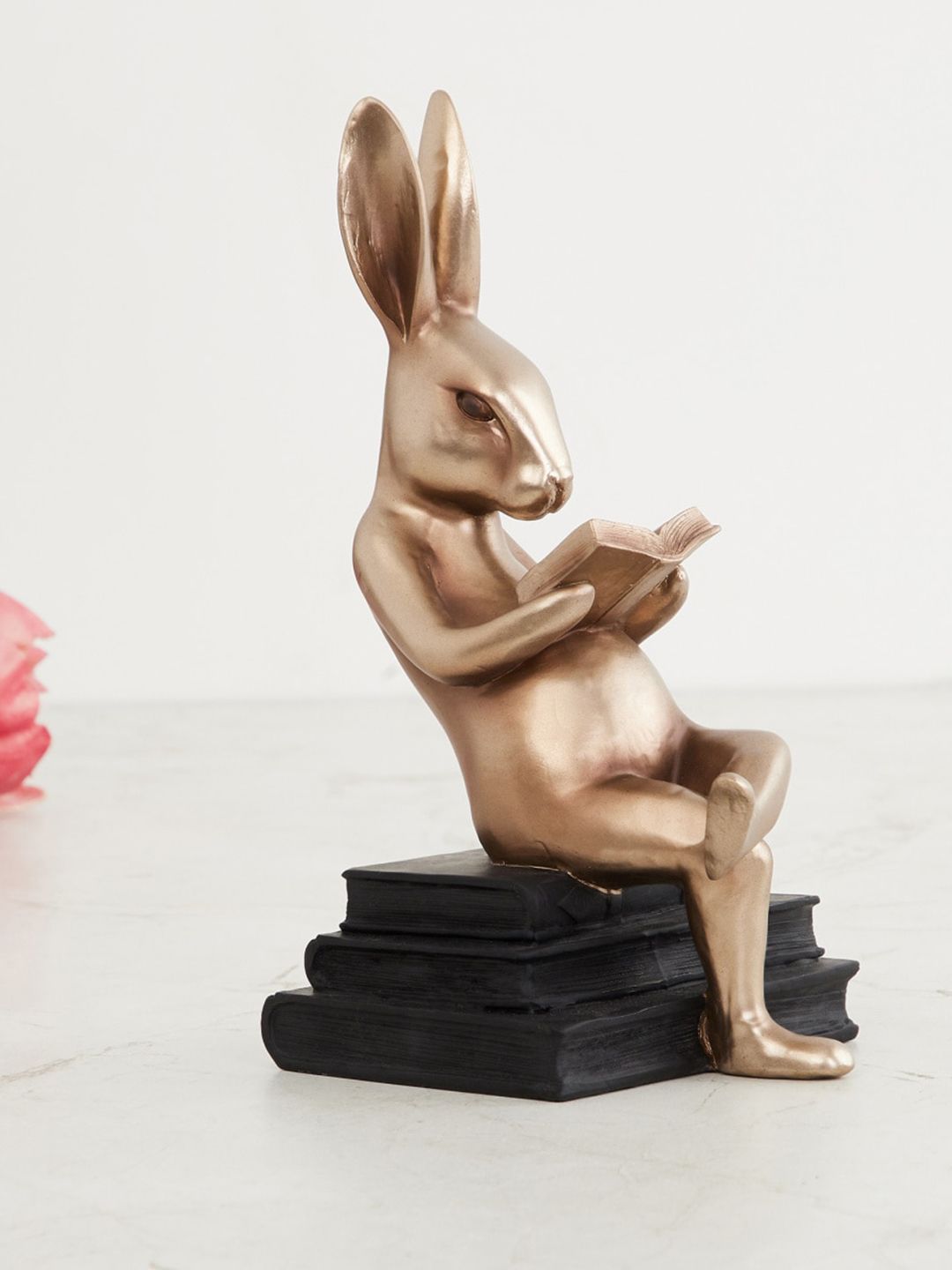 Home Centre Gold Solid Polyresin Reading Bunny Figurine Showpiece Price in India