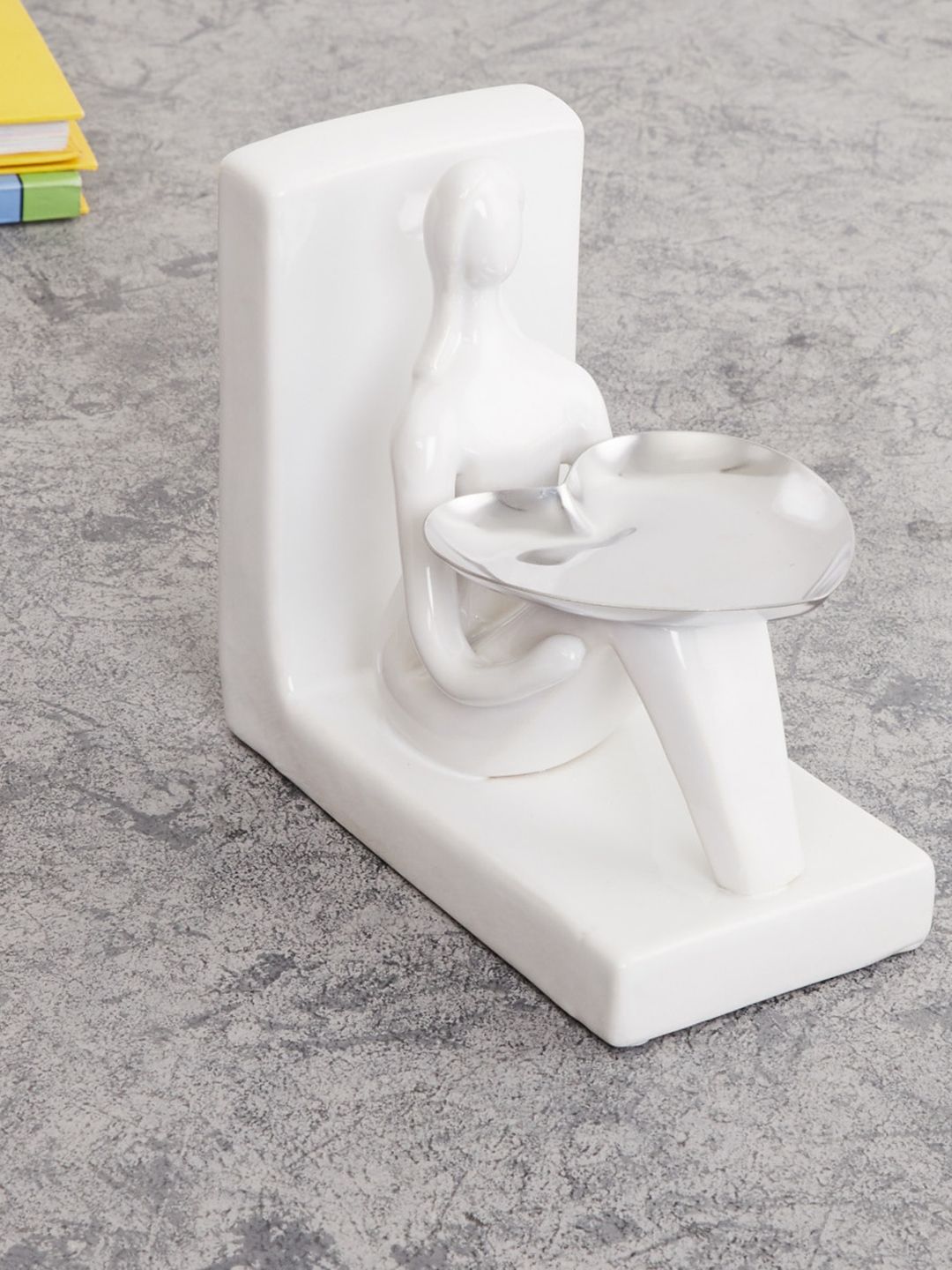 Home Centre White Solid Ceramic Lady Bookend Figurine Showpiece Price in India