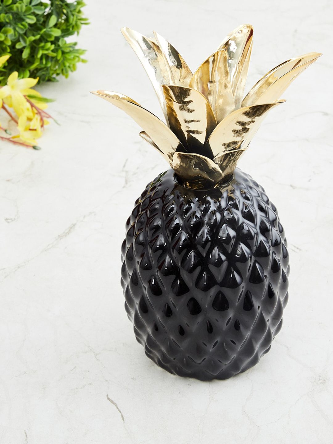 Home Centre Black Textured Ceramic Pineapple Table Accent Showpiece Price in India