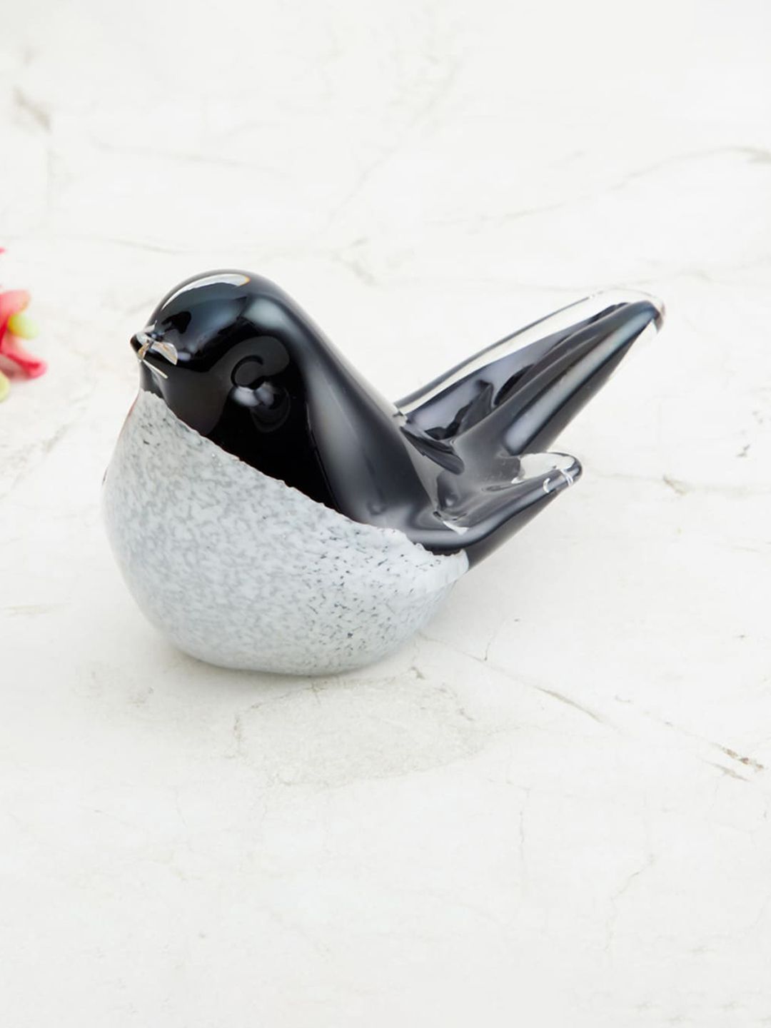 Home Centre Black & Grey Solid Cosmos Glass Bird Figurine Showpiece Price in India