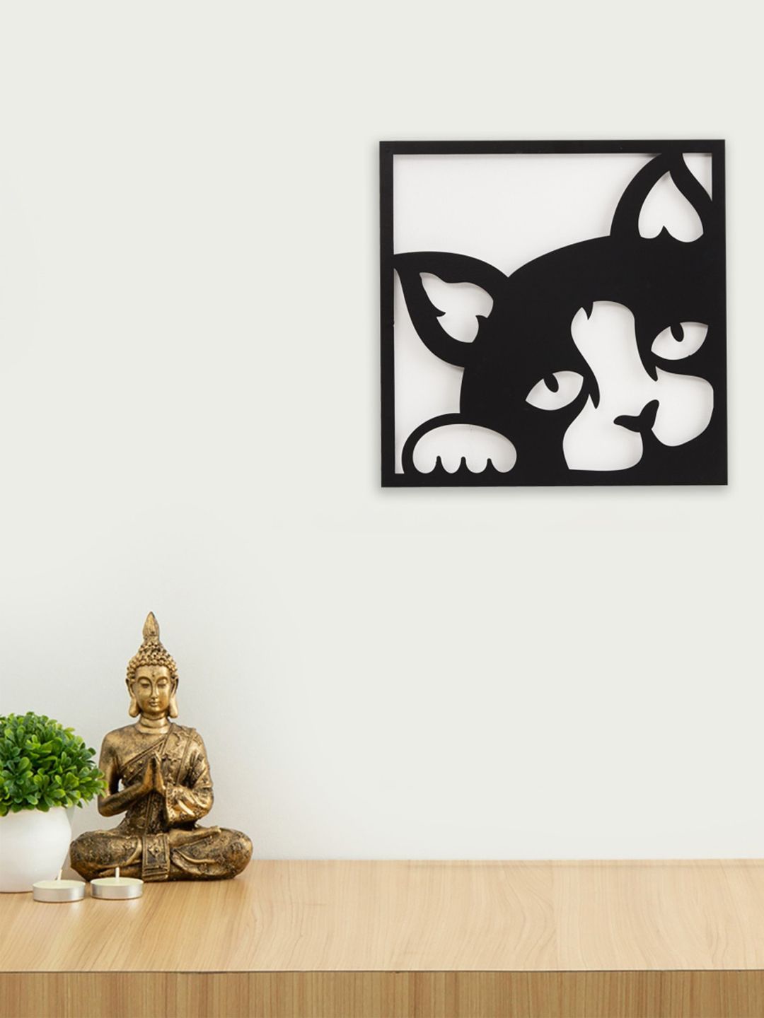 Home Centre Black & White Cat Metal Wall Art Price in India