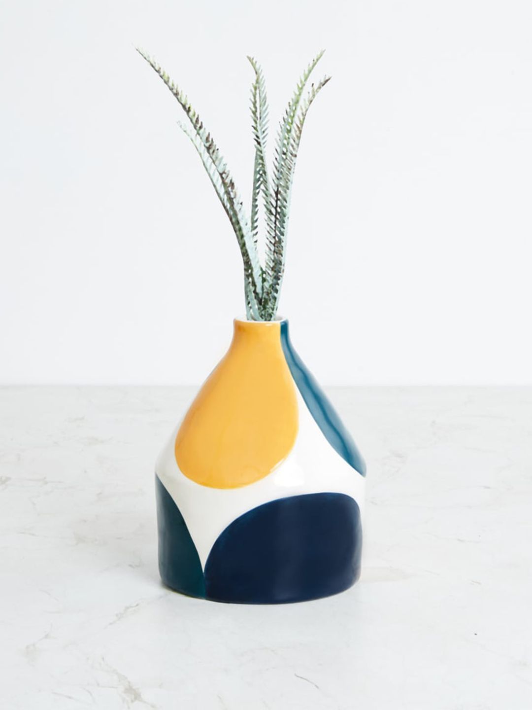 Home Centre Navy Blue & White Printed Ceramic Vase Price in India