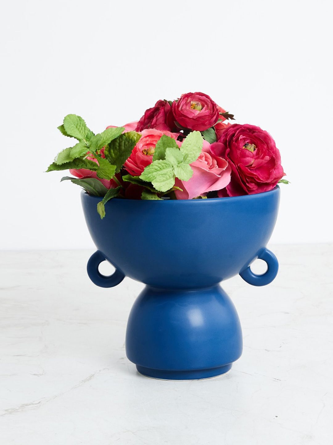 Home Centre Blue Solid Broad Ceramic Vase Price in India