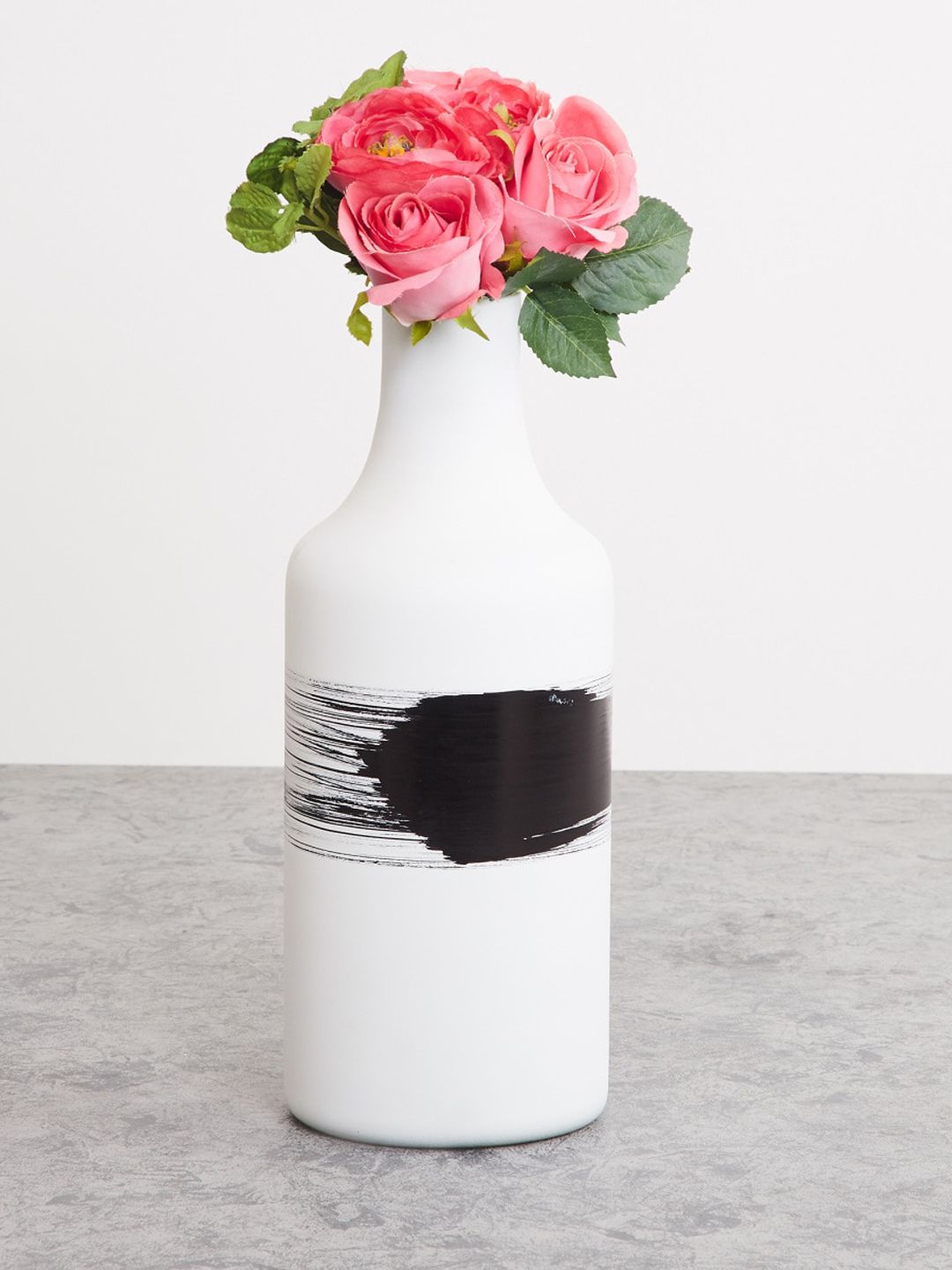 Home Centre White Printed Polyresin Narrow Mouth Vase Price in India