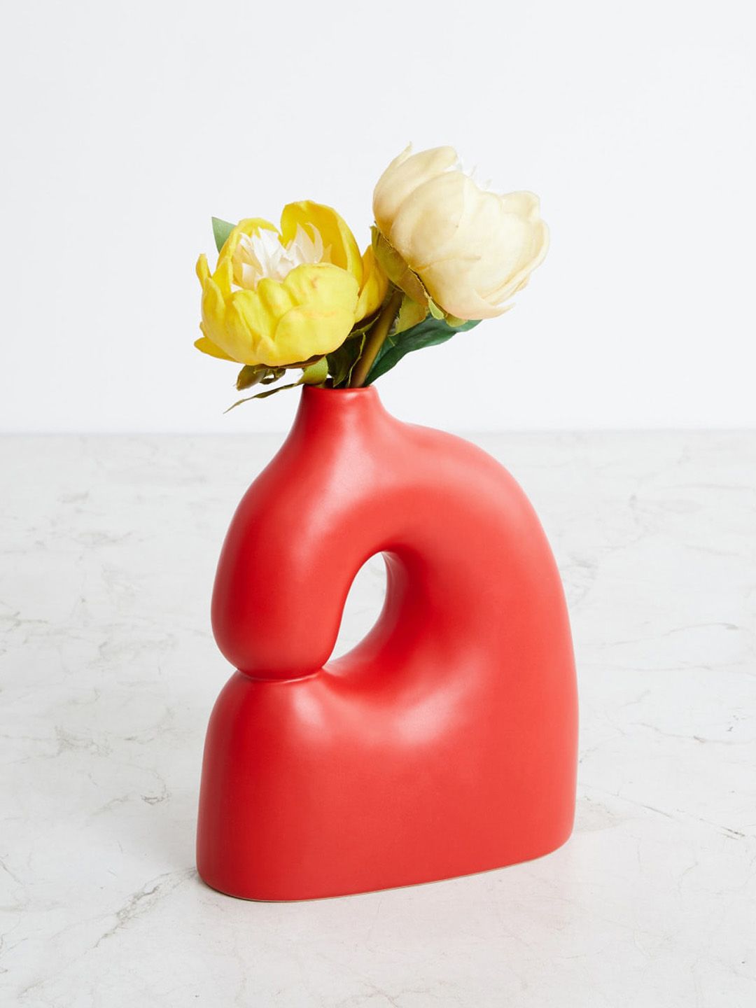 Home Centre Red Solid Ceramic Gallen Shape Vase Price in India