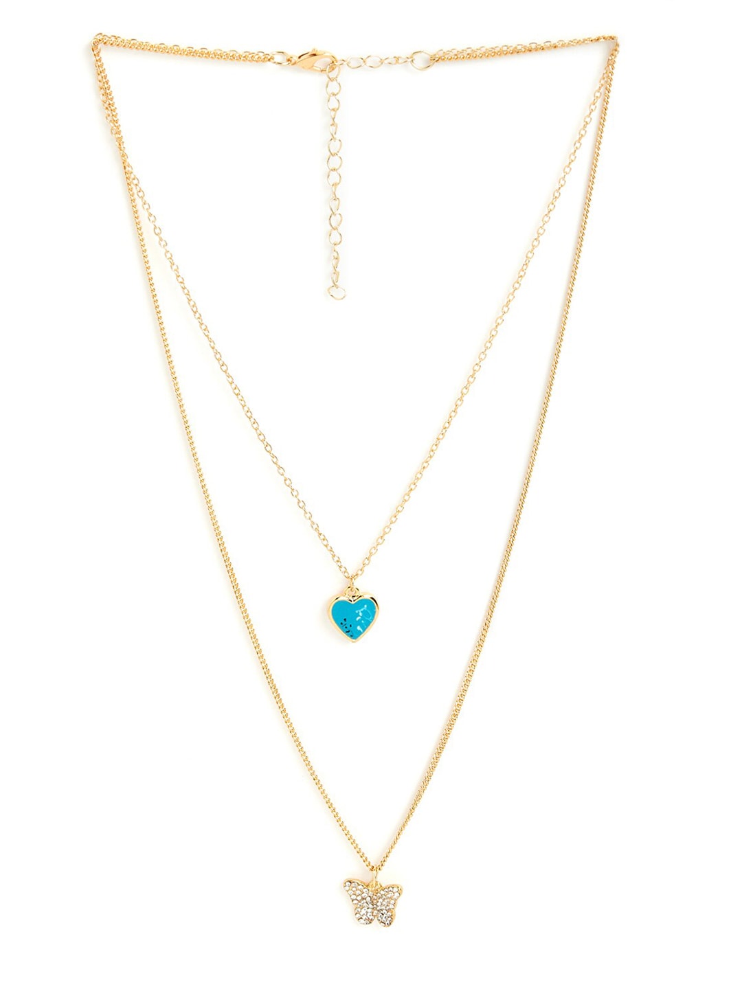 Lilly & sparkle Gold-Plated & Blue Gold-Plated Layered Necklace Price in India