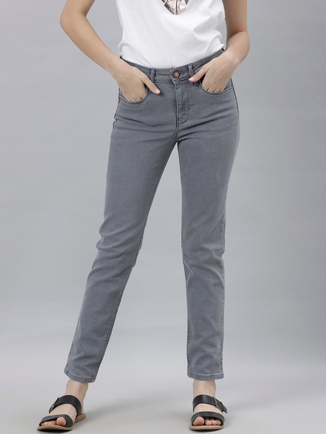 RAREISM Women Grey High-Rise Jeans Price in India