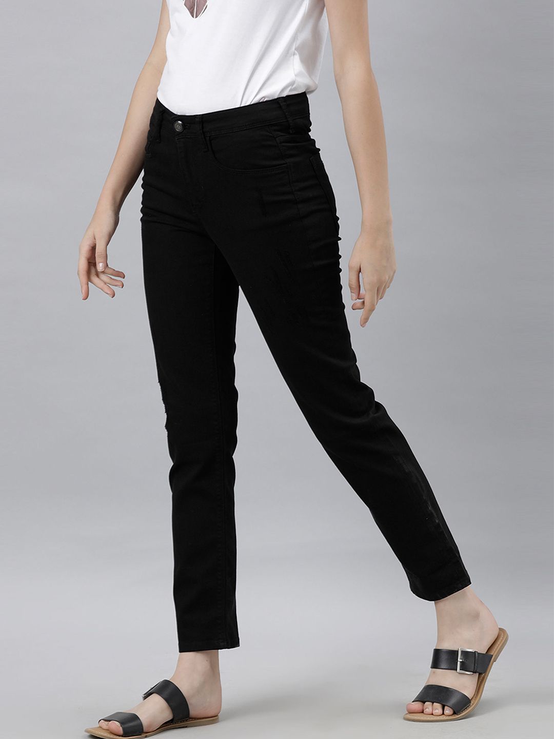 RAREISM Women Black High-Rise Cotton Jeans Price in India