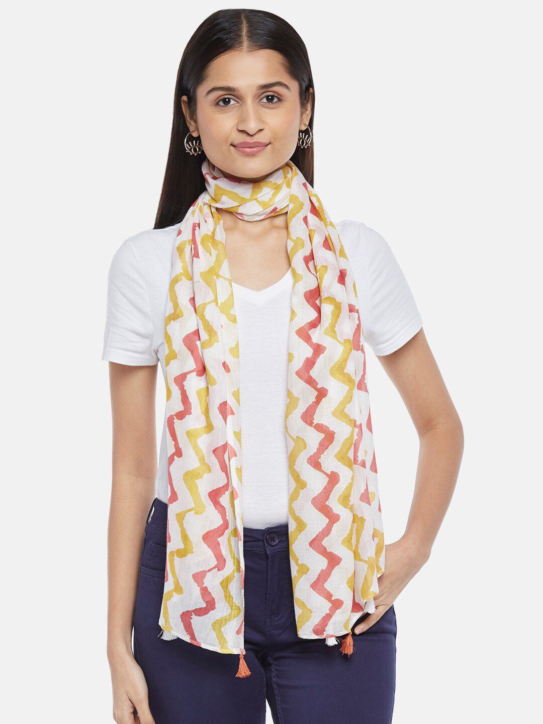 Honey by Pantaloons Women Off White Scarves Price in India