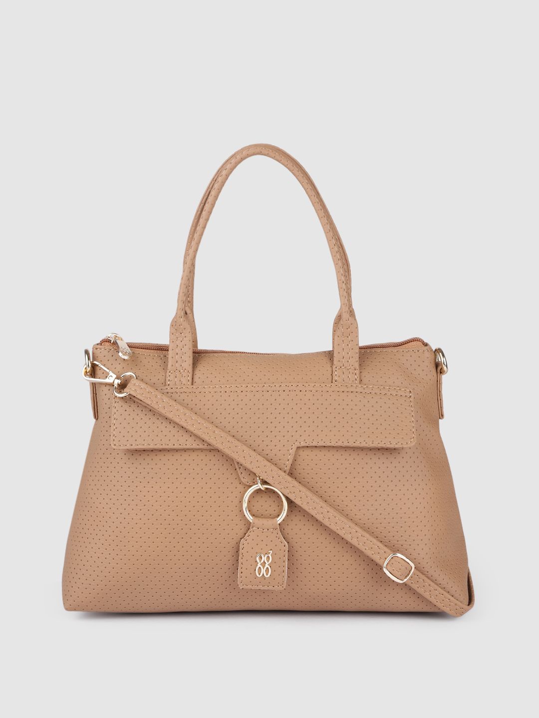 Baggit Women Beige Textured Handheld Bag Price in India