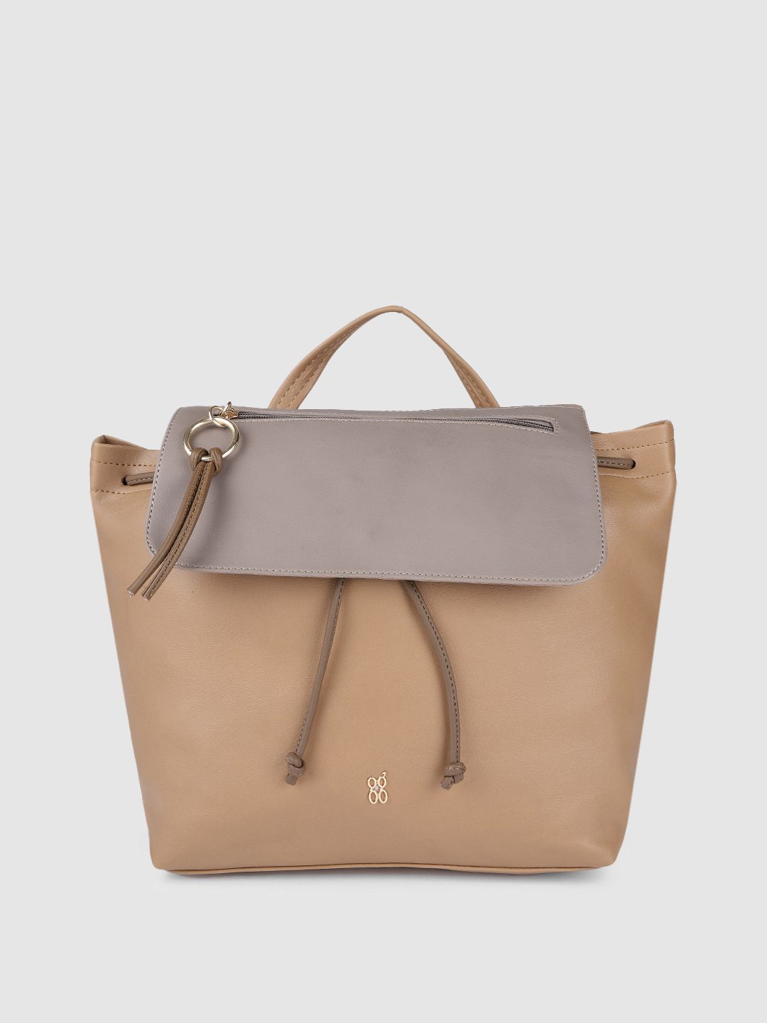 Baggit Women Beige & Grey Solid Backpack Price in India