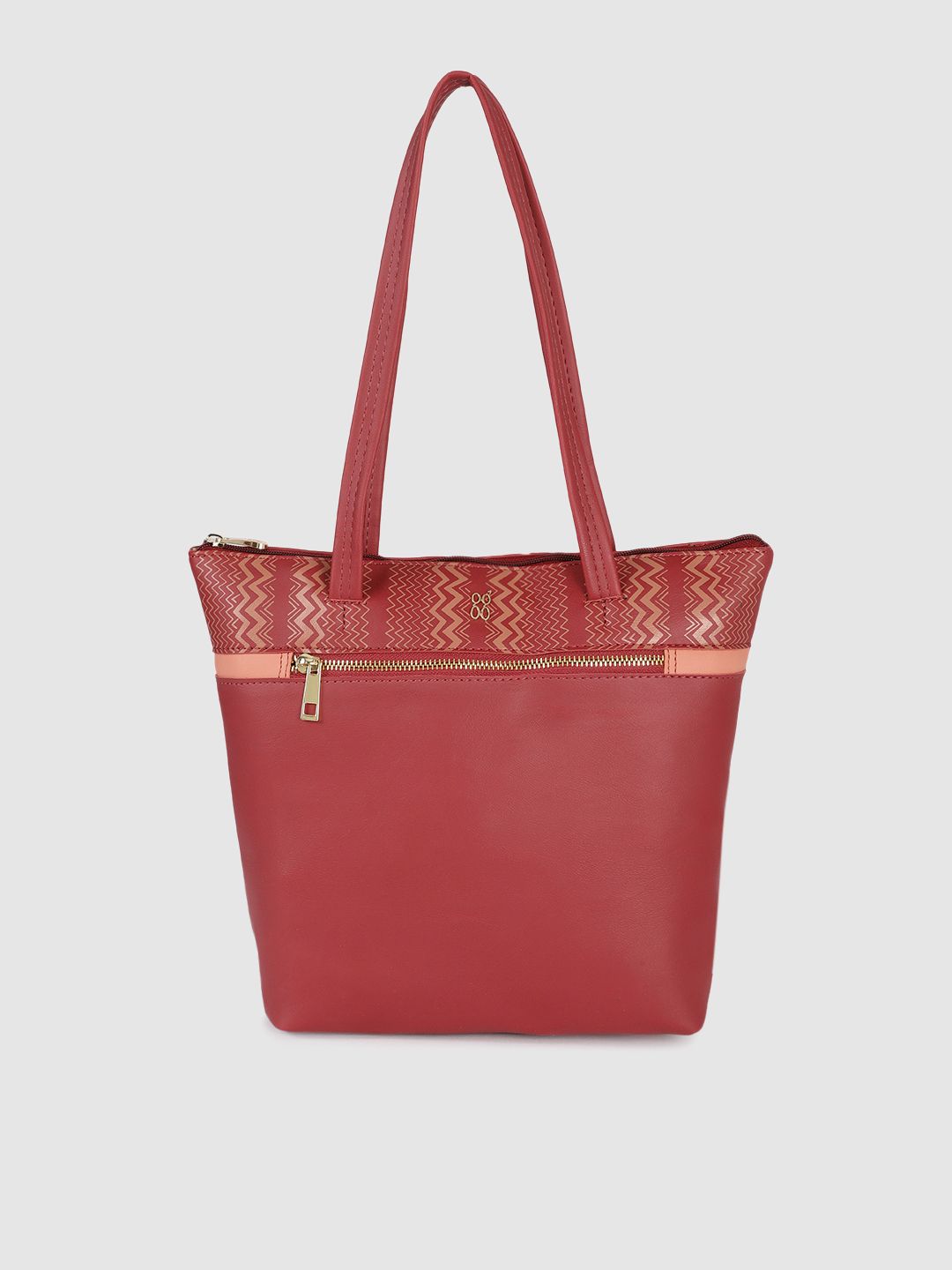 Baggit Red Geometric Printed Structured Handheld Bag Price in India