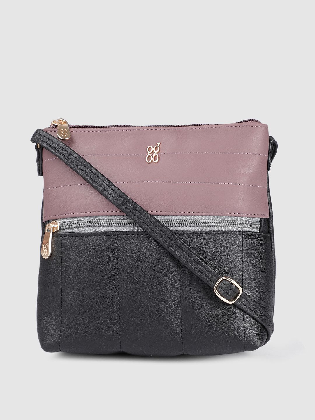 Baggit Black & Purple Colourblocked Structured Sling Bag Price in India
