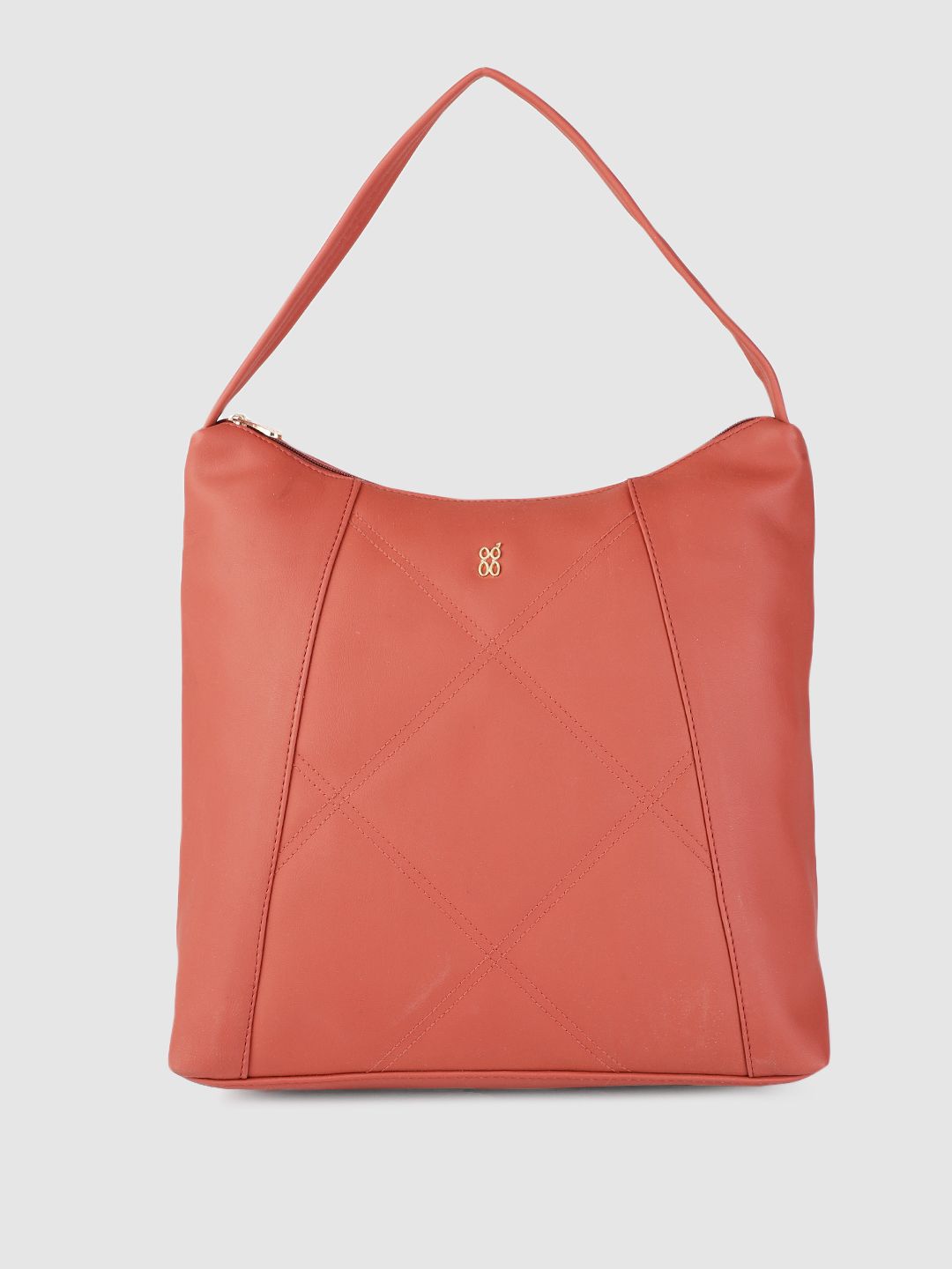 Baggit Women Coral Pink Solid Hobo Bag Price in India