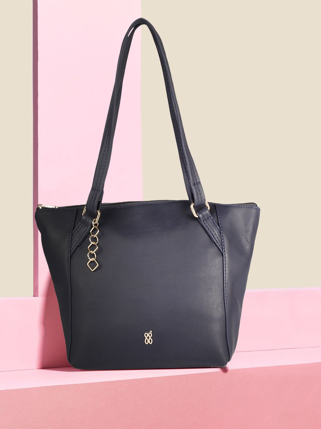 Baggit Navy Blue Structured Shoulder Bag Price in India