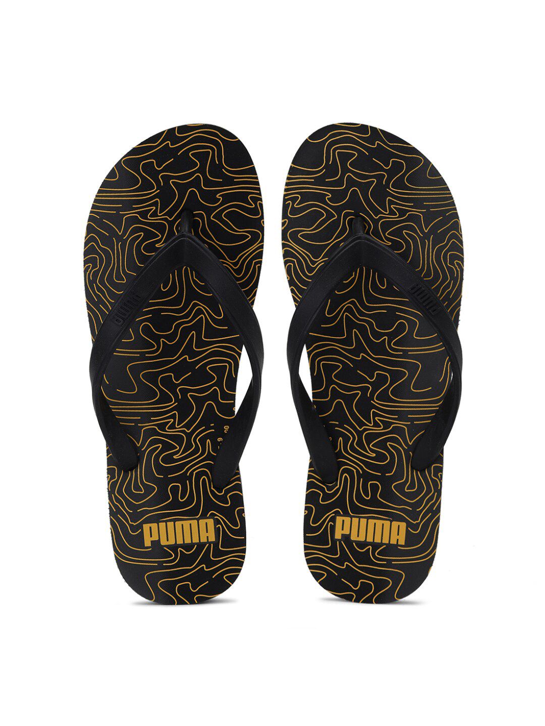 Puma Unisex Black & Yellow Printed Thong Flip-Flops Price in India
