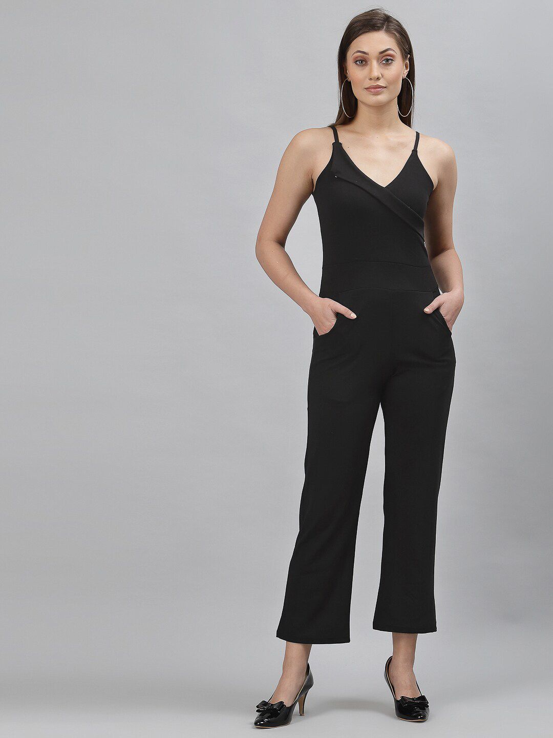 Selvia Women Black Solid Basic Jumpsuit Price in India