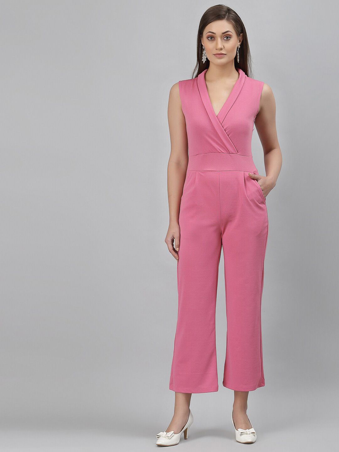 Selvia Pink Sleeveless Culotte Jumpsuit Price in India