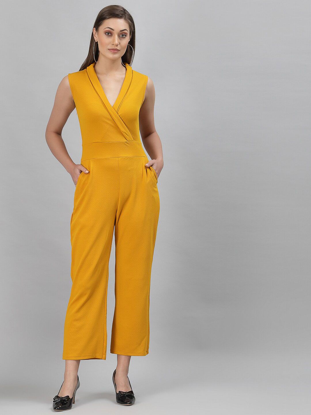 Selvia Women Mustard Yellow Basic Jumpsuit Price in India