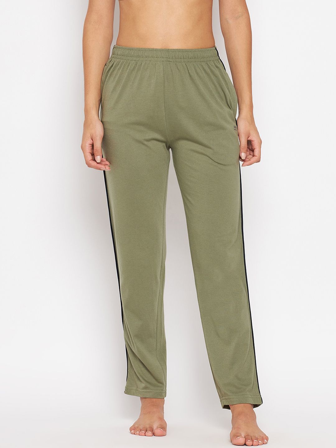 Okane Women Olive Green Solid Lounge Pants Price in India