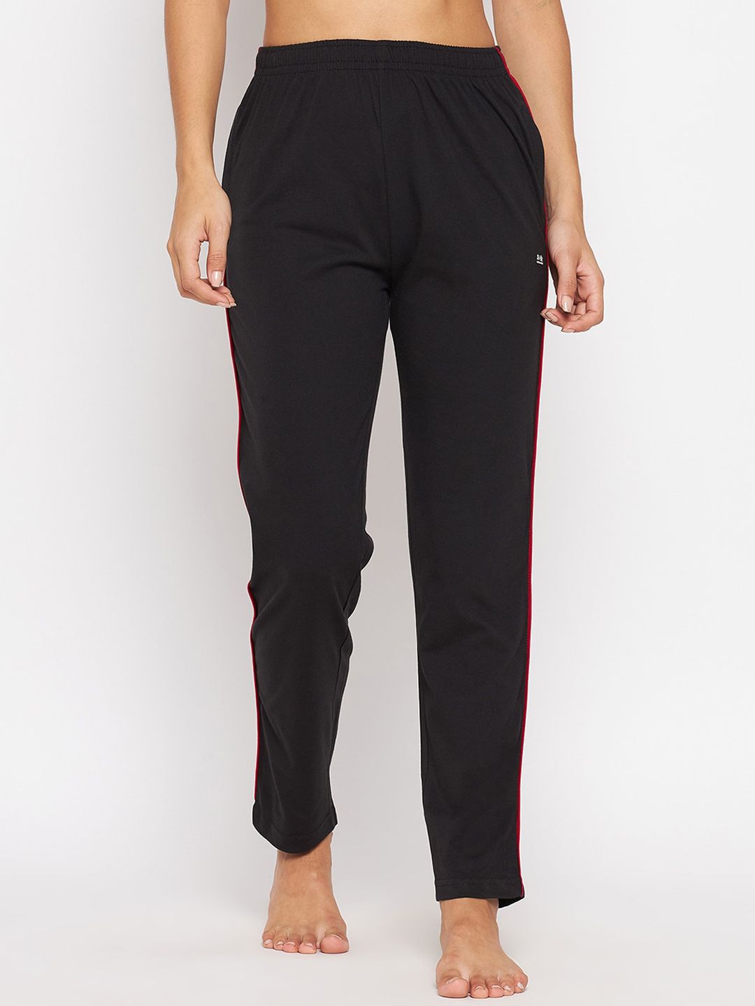 Okane Women Black Solid Cotton Lounge Pants Price in India