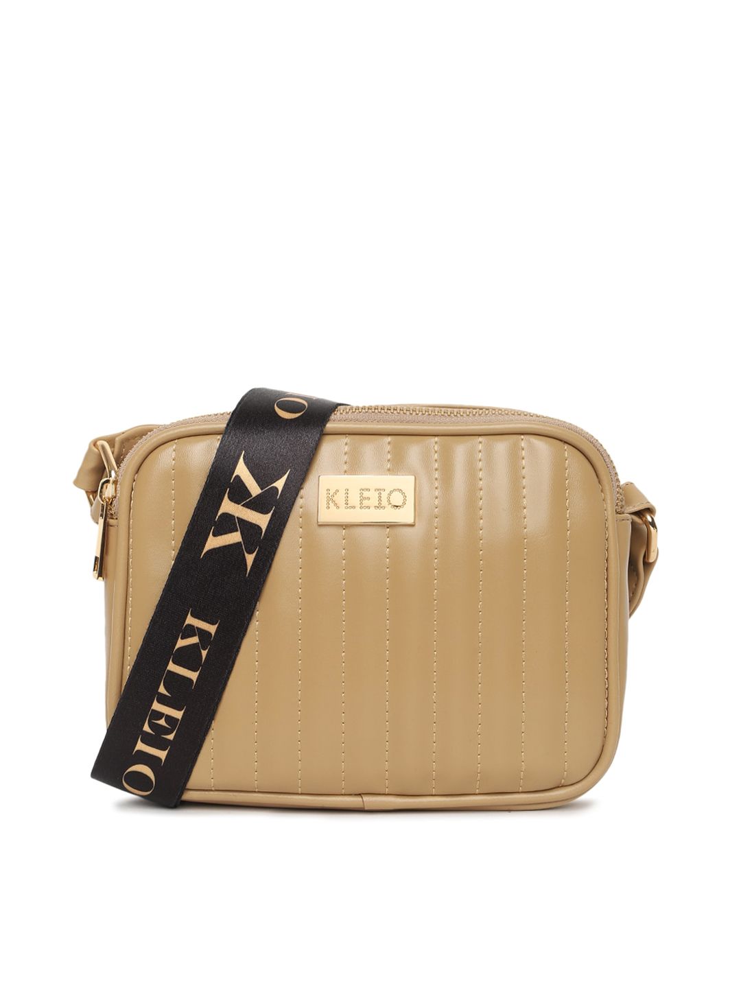 KLEIO Beige PU Structured Sling Bag with Quilted Price in India