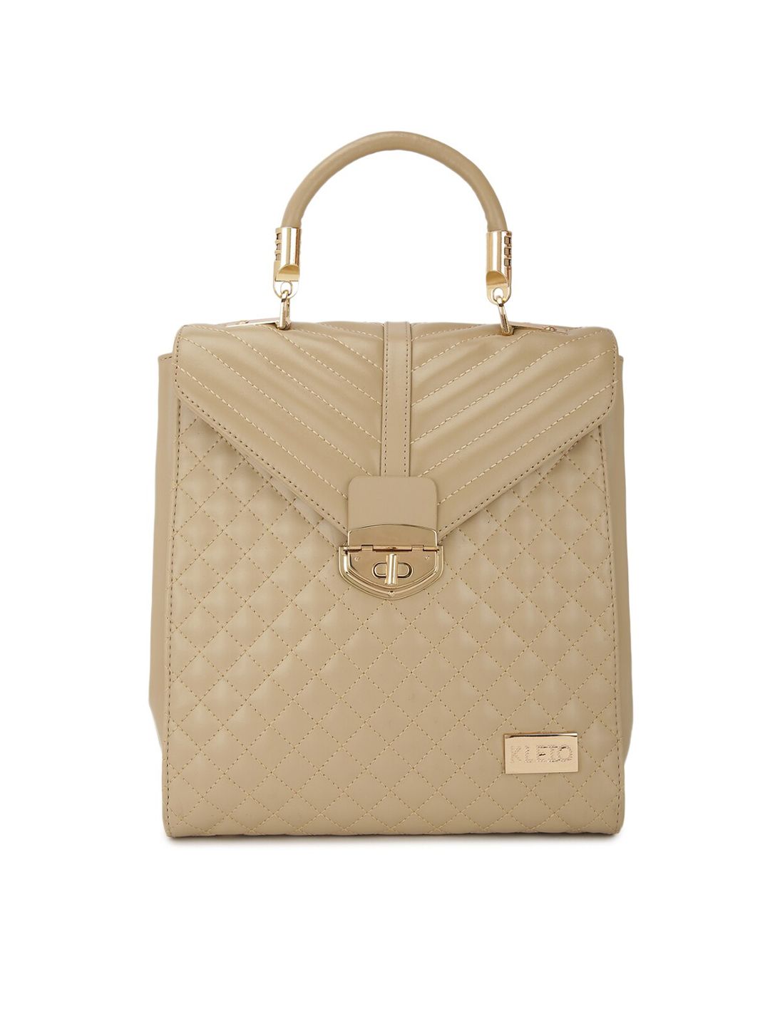 KLEIO Women Beige Quilted Backpack Price in India