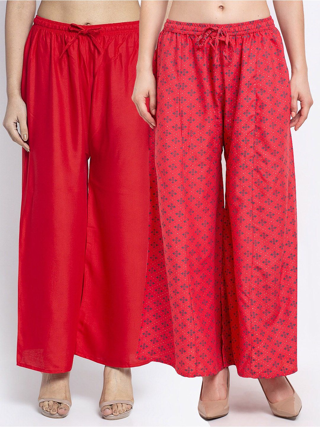 Jinfo Women Pack Of 2 Ethnic Motifs Printed Flared Palazzos Price in India