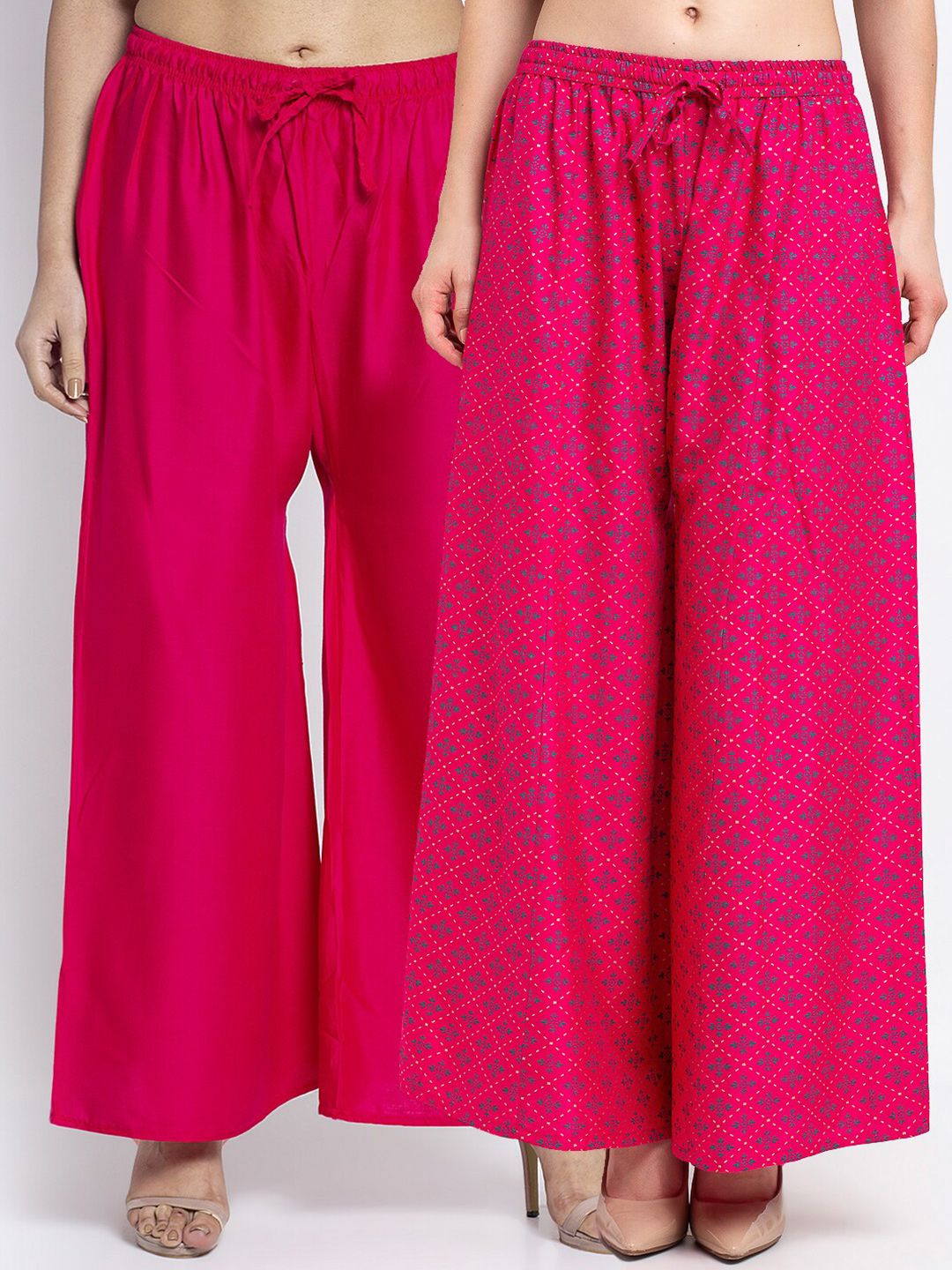 Jinfo Women Pack Of 2 Magenta Printed Ethnic Palazzos Price in India