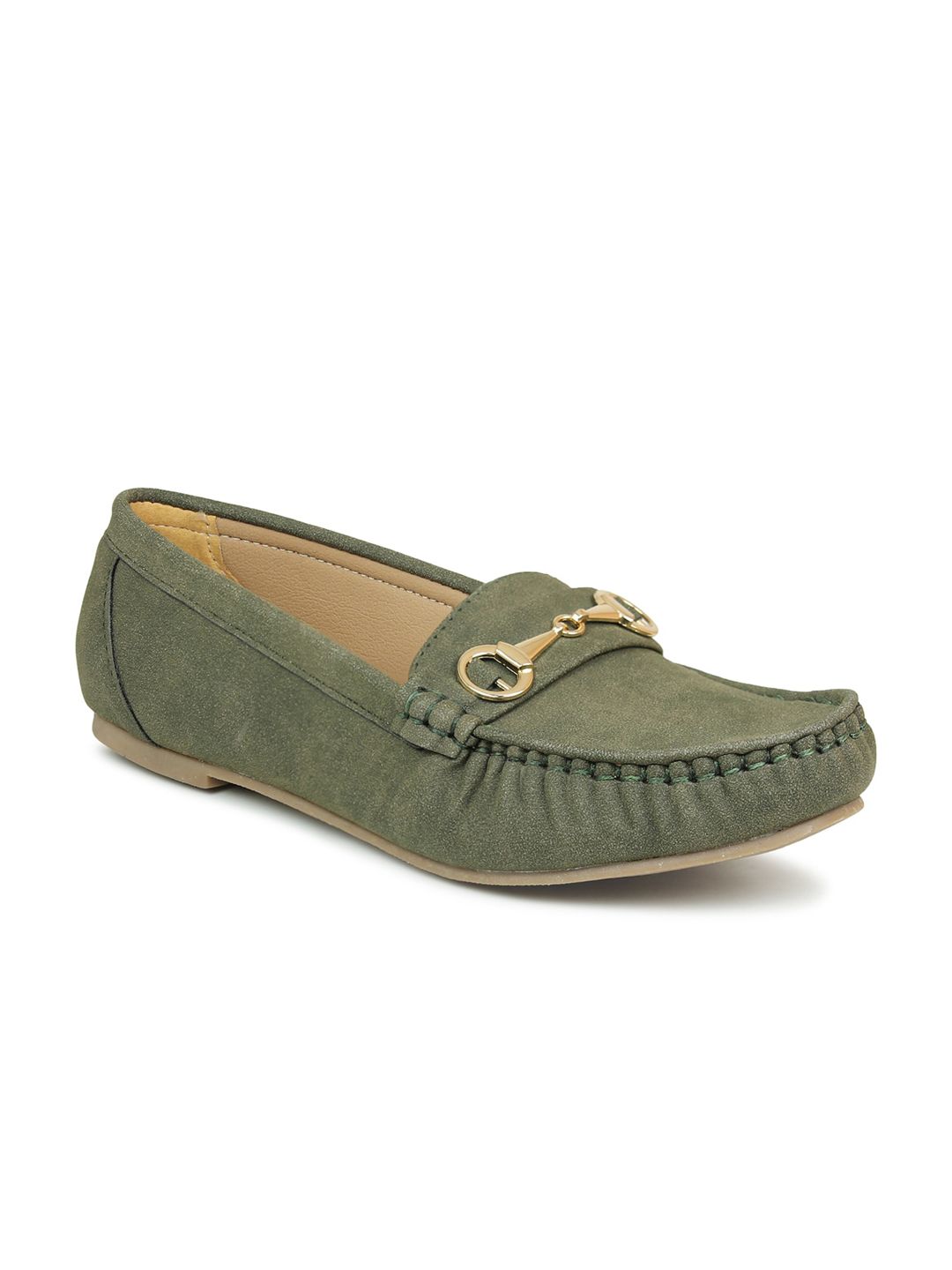 DESIGN CREW Women Green Loafers Price in India