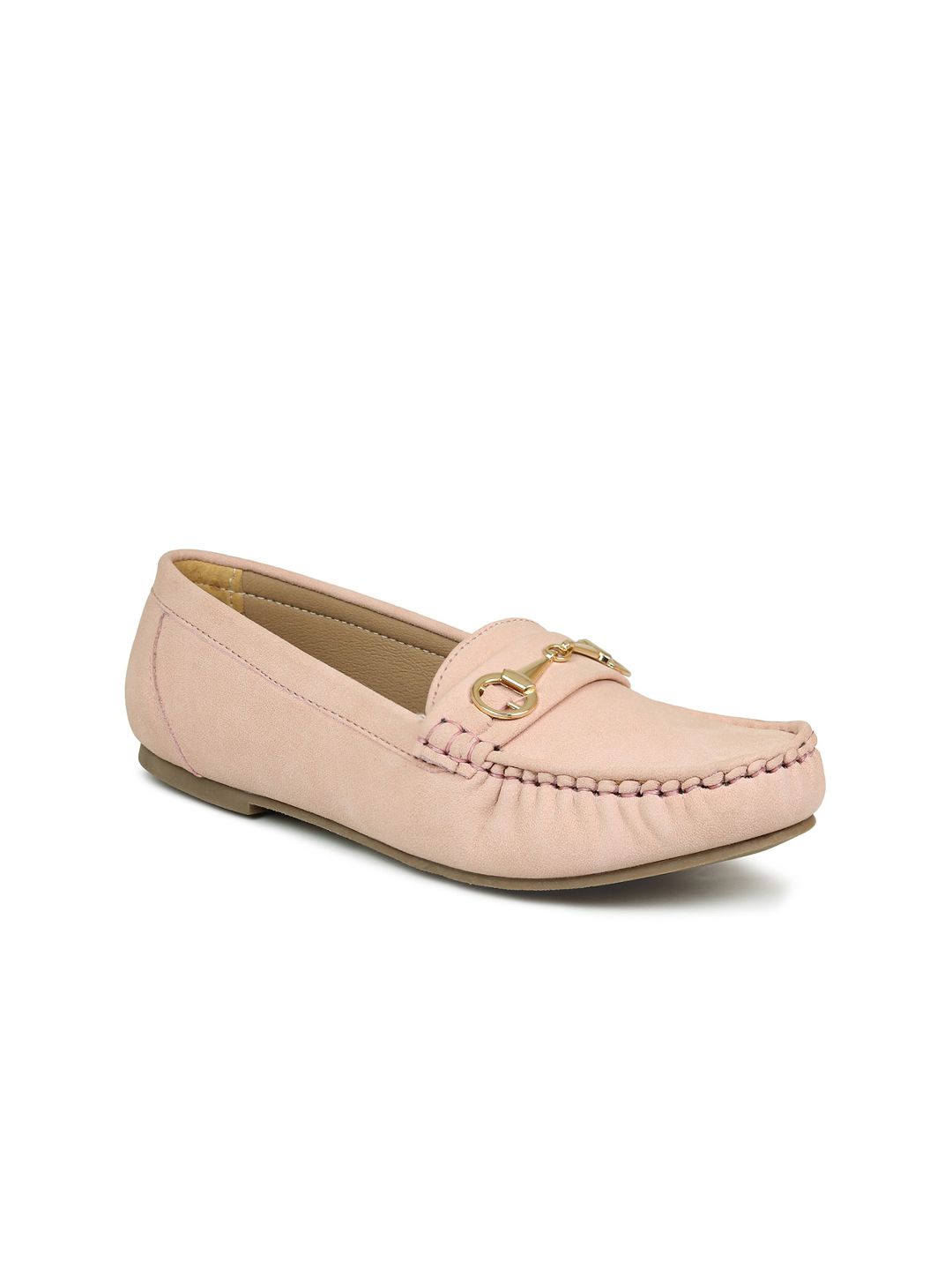 DESIGN CREW Women Pink Horsebit Loafers Price in India