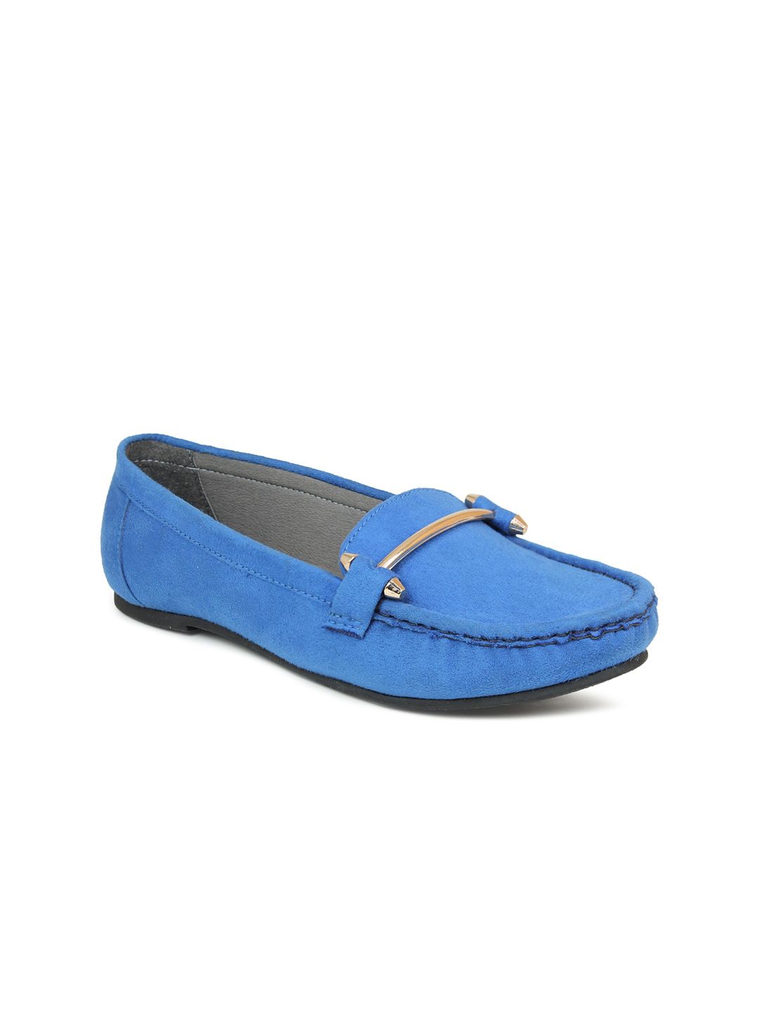 DESIGN CREW Women Blue Horsebit Loafers Price in India