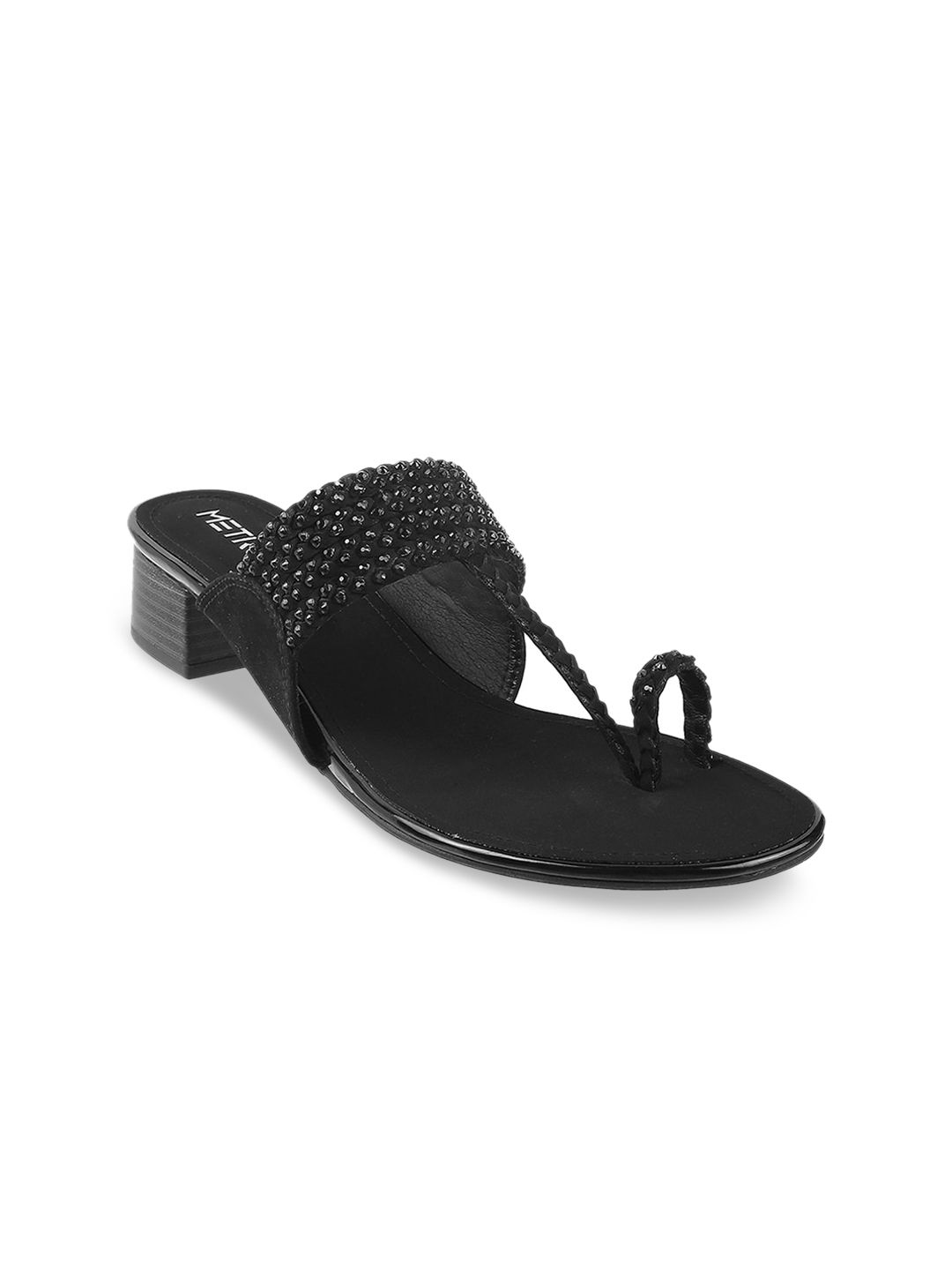 Metro Black Block Sandals Price in India