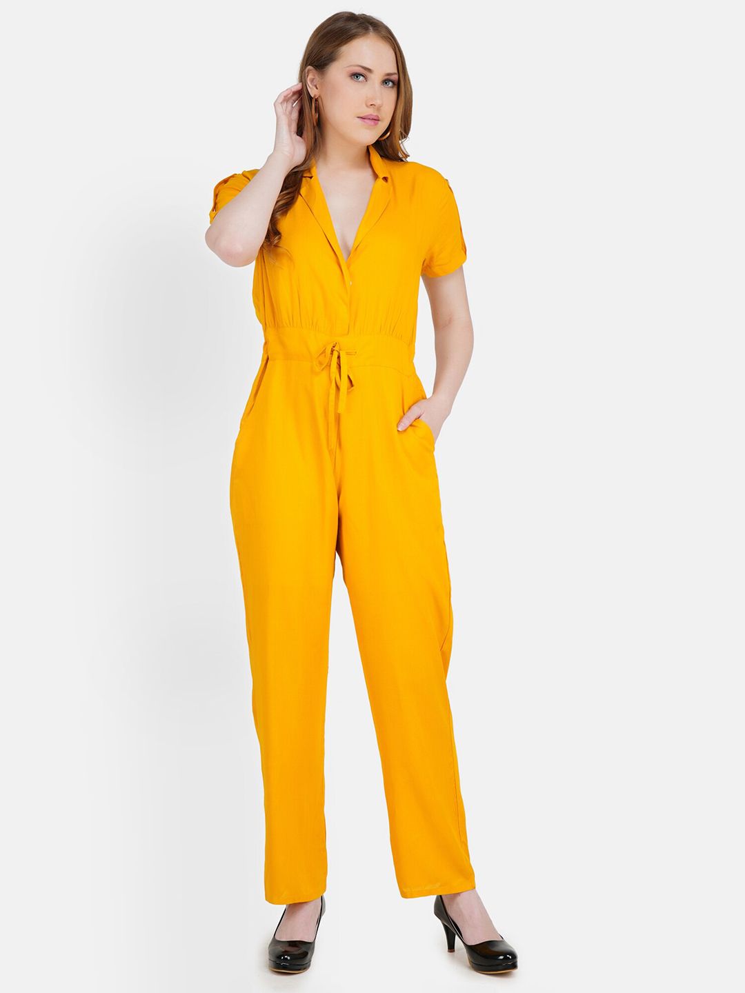 STALK Yellow Basic Jumpsuit Price in India