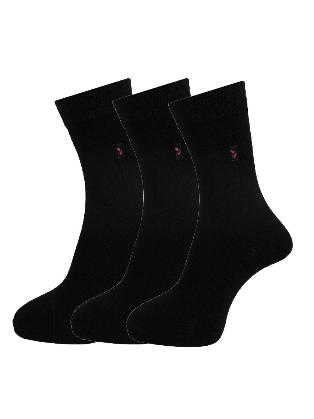 Dollar Socks Men Pack Of 3 Black Solid Above Ankle Length Cotton Socks